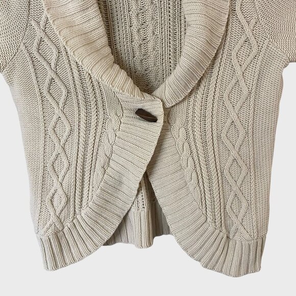 Eddie Bauer Chunky Cable-Knit Cardigan Sweater Cream Women's Size Large Tall - Picture 7 of 13